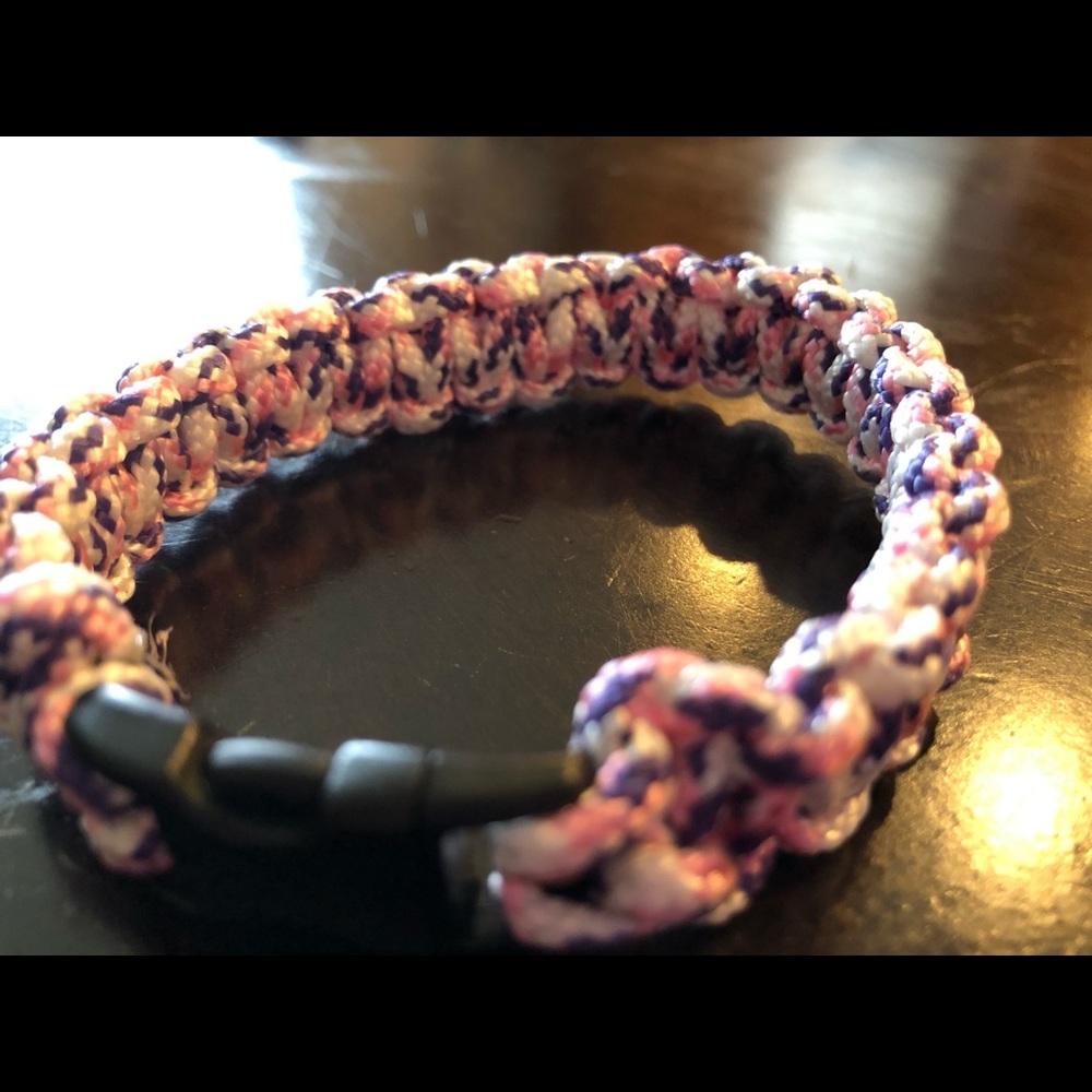 9 in” pink white and purple paracord bracelet